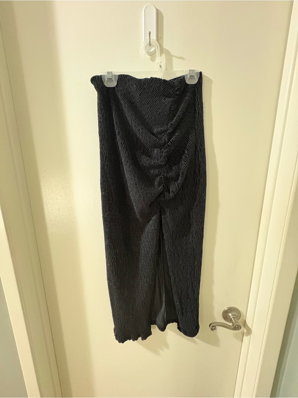 Black Textured Ruched Midi Skirt SET!